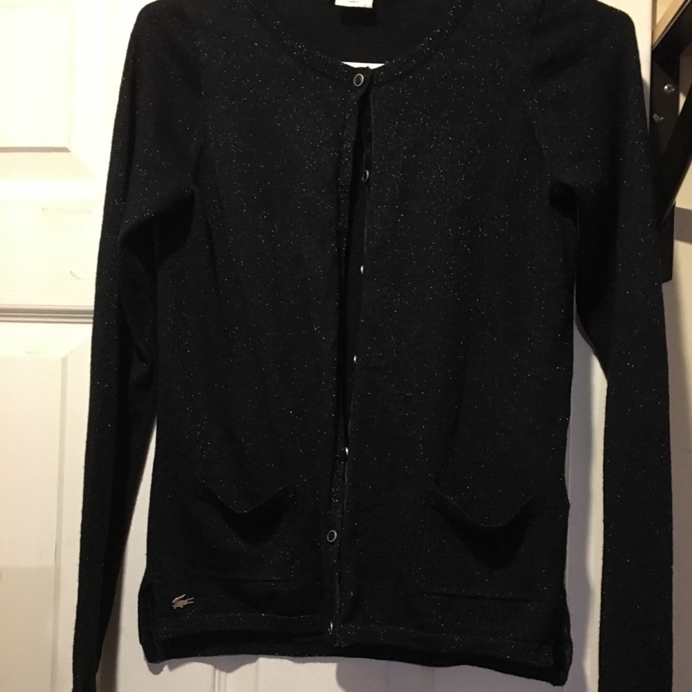 ‼️🎈LACOSTE metallic cardigan with pockets